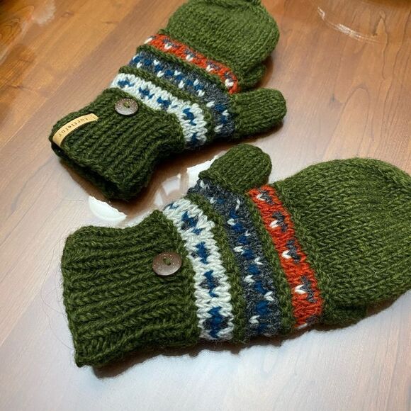 Mens mittens wool green - Picture 2 of 6